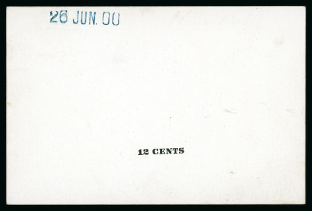 Stamp of Mauritius » 1900-05 Arms Issue (SG 138-155) 1900 (Jun) 12c. De La Rue die proof of the value tablet in black on glazed card