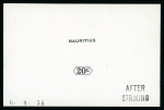 Stamp of Mauritius » Later Issues 1926 (Aug) two 20c. De La Rue proofs of the value tablet and name in black on glazed cards