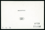 Stamp of Mauritius » Later Issues 1926 (Aug) two 15c. De La Rue die proofs of the value tablet and name in black on glazed cards