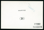 Stamp of Mauritius » Later Issues 1926 (Jun) two 2c. De La Rue proofs of the value tablet and name in black on glazed cards