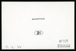 Stamp of Mauritius » Later Issues 1926 (Jun) two 2c. De La Rue proofs of the value tablet and name in black on glazed cards