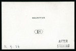 Stamp of Mauritius » Later Issues 1926 (Jun) two 1c. De La Rue proofs of the value tablet and name in black on glazed cards