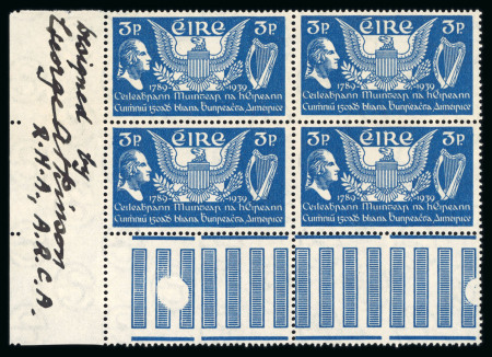Stamp of Ireland » 1922-49 Dublin Government Printing Works Issues 1939 U.S. Constitution 2d carmine and 3d blue, mint