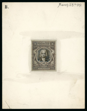 Stamp of Mauritius » 1899 Birth Bicentenary of la Bourdonnais (SG 136) 1899 (Mar.) Mahe de la Bourdonnais Bicentenary essays, 18c. composite stamp-size essay "B"