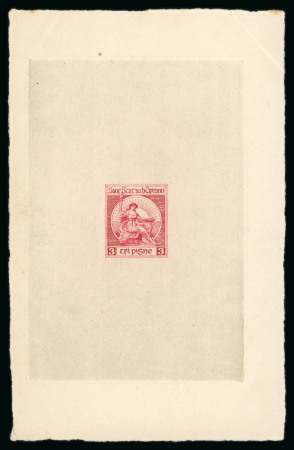 Stamp of Ireland » Essays & Proofs (E1-E167) 1922 Perkins, Bacon Co.: 3d Hibernia seated, by designer