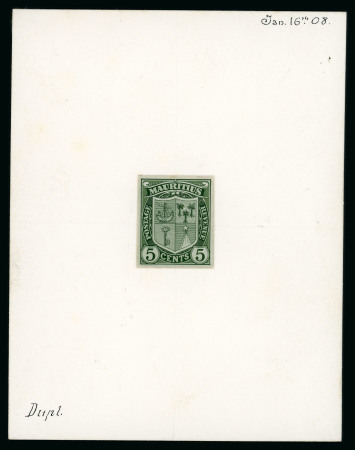 Stamp of Mauritius » Later Issues 1900-05 Arms Issue 5c. in green very similar to the 1910 design except for the value tablet, affixed to card