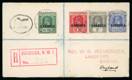 Stamp of Barbuda BARBUDA 1923, Registered 1st issue cover to England