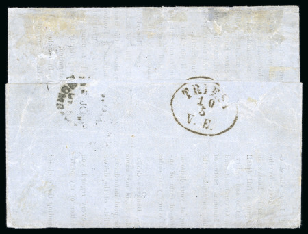 1868 Printed matter entire letter from Vienna to Bombay, sent via Trieste with GB 3d applied in Egypt