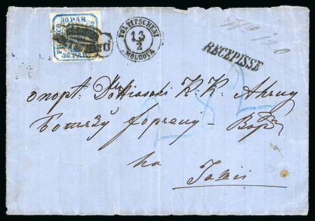 Stamp of Romania » United Principalities 1862-1864 1862-64 30pa blue group of covers and fronts