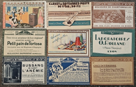 Stamp of France » Carnets 1923-1929, intéressant lot de 9 carnets semi-modernes