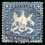 Stamp of German States » Wurttemberg 1859, Michel n° 20y used signed Thoma,