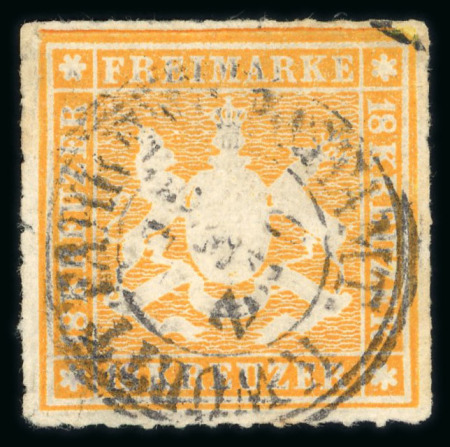 Stamp of German States » Wurttemberg 1867, Michel n° 34 used signed Richter,