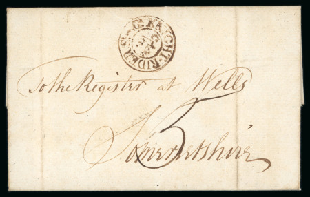 Stamp of Great Britain » Postal History » Pre-Adhesive & Stampless 1762-1836 group of 6 covers on pages with 1762 ''PENNY POST PAID'' Dockwra letter, etc