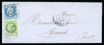 Stamp of France » Lettres Classiques 1875, Affranchissement mixte à 25c Napoléon Y&T n°14 + Cérès n°53