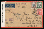 Stamp of China » Chinese Empire (1878-1949) » Chinese Republic 1941 censored Air Transit 6 cover to Switerland