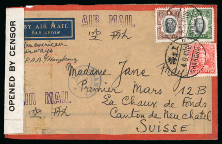 Stamp of China » Chinese Empire (1878-1949) » Chinese Republic 1941 censored Air Transit 6 cover to Switerland