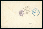 Stamp of Mauritius » 1860-72 De La Rue Issues (SG 46-72) 1863-72 4d. rose pair, on 1871 (4 May) envelope to France, neatly tied by "B53" obliterator