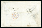 Stamp of Mauritius » 1860-72 De La Rue Issues (SG 46-72) 1863-72 1s blue strip of four, on 1873 (14 Nov.) quadruple rate entire to Calcutta