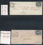 Stamp of France » Lettres Classiques Collections 1852-1854, sélection de 15 lettres affranchies du 25c