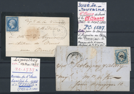 Stamp of France » Lettres Classiques Collections 1854-1860, sélection de 5 lettres affranchies du 20c