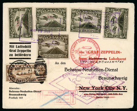 Stamp of Nicaragua 1930 (May 13) USA combination Zeppelin cover