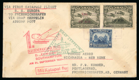Stamp of Nicaragua Catapult Zeppelin 1930 Baltic Sea Flight cover