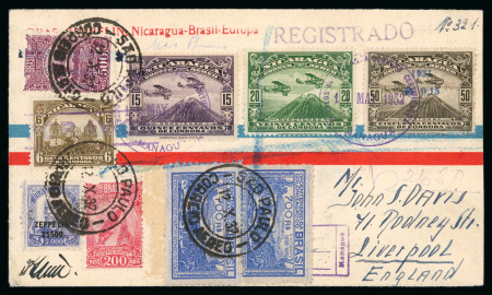 Stamp of Nicaragua 1932 Brazil combination cover to England