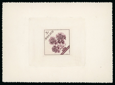 Stamp of Colonies françaises » Monaco Monaco, 1959: Epreuve du timbre Y&T n°515, 3f Oeillet, sans la surcharge, rare, TB.