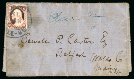 Stamp of Nicaragua 1855 Walker Expedition entire Grenada to Maine
