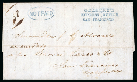 Stamp of United States » Incoming Mail 1852 Gregory`s Express Office San francisco entire