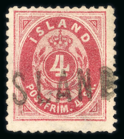Stamp of Iceland 1873, 4sk red per FACIT n° 6 used. Fine stamp