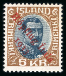 Stamp of Iceland 1933 : Air mail post overprint Hopflug Italia 1933 mint ** MNH FACIT n° 165-167