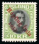 Stamp of Iceland 1933 : Air mail post overprint Hopflug Italia 1933 mint ** MNH FACIT n° 165-167