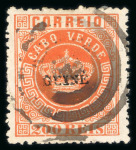 Stamp of Portuguese Colonies » Portuguese Guinea 1880, Crown overprint MUNDIFIL n° 3 and n° 8 used,