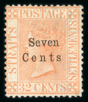 Stamp of Malaysia » Straits Settlements 1879 7c on 32c no stop variety