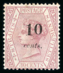 Stamp of Malaysia » Straits Settlements 1880 10c on 30c unused and used group