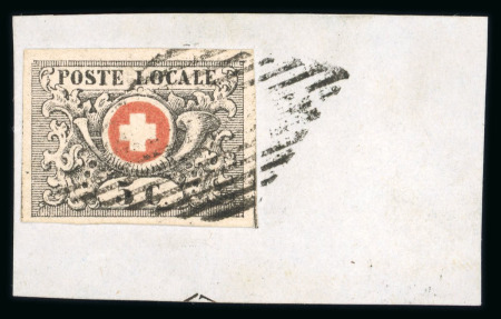 Stamp of Switzerland / Schweiz » "Waadt", "Neuenburg", "Winterthur" 1850, Waadt 5, sauber und übergehend entwertet mit schwarzer eidgenössischer Raute