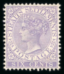 Stamp of Malaysia » Straits Settlements 1883 wmk Crown CA group of inverted watermarks (6)