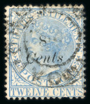 Stamp of Malaysia » Straits Settlements 1884 8c on 12c blue inverted watermark used