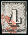Stamp of Switzerland / Schweiz » Kantonalmarken » Zürich 1843, Zürich 4, Type II mit senkrechten Unterdrucklinien