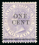 Stamp of Malaysia » Straits Settlements 1892-99 1c on 6c watermark inverted mint
