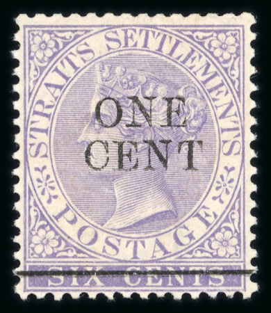 Stamp of Malaysia » Straits Settlements 1892-99 1c on 6c watermark inverted mint