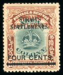 Stamp of Malaysia » Straits Settlements 1906-07 Labuan Overprinted issue 4c on 16c green and brown overprint mint