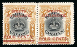 Stamp of Malaysia » Straits Settlements 1906 Labuan overprint 4c on 18c low surcharge in pair