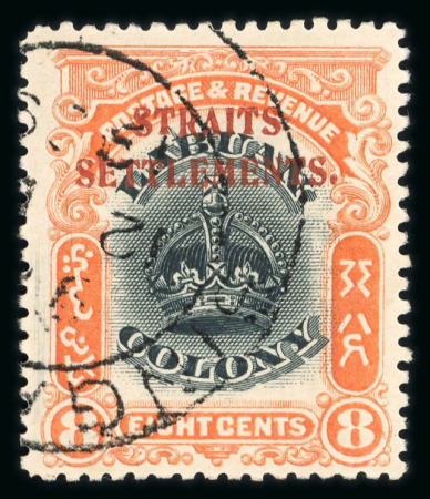 Stamp of Malaysia » Straits Settlements 1906 Labuan overprint `8c line through b variety