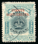 Stamp of Malaysia » Straits Settlements 1906-07 Labuan Overprinted issue 25c showing variety line through "B"