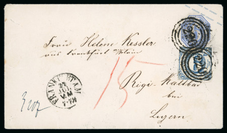 Stamp of Switzerland / Schweiz » Hotelpost 1863 Rigi-Kaltbad Hotelpost Taxe von 15 Rappen auf eingehendem Brief von Frankfurt am Main