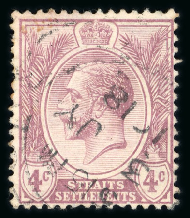 Stamp of Malaysia » Straits Settlements 1912-23 4c dull purple with watermark sideways variety, used