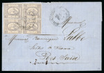 Stamp of Egypt » 1867-69 Penasson » Issued Stamps 1867 10pa dull lilac, stone A, block of four on wrapper from Ismailia to Port Said