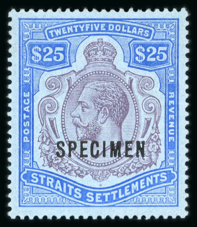 Stamp of Malaysia » Straits Settlements 1912-23 KGV Wmk Mult Crown CA $25 overprinted SPECIMEN